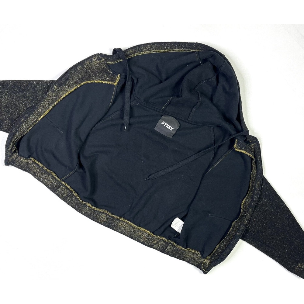 Pyrex Zip Hoodie Women's XS Black Glittery Heather Gold Rare Streetwear Italy - Picture 4 of 13